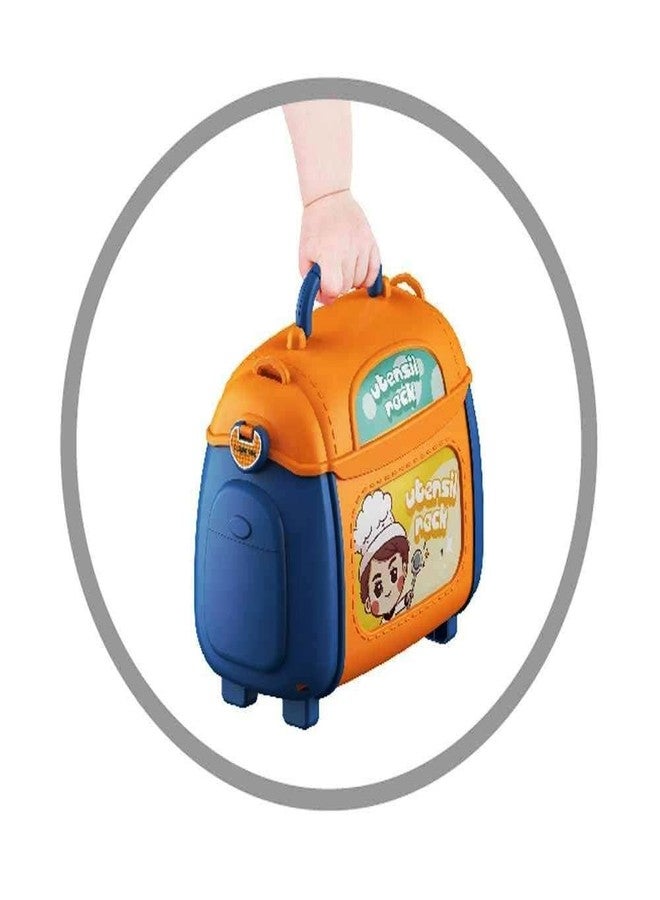 BLUEBELL 3 in 1 Kitchen Set for Kids 3 in 1 Multi Function Pretend Mobile Kitchen Play Set with Portable Suitcase Design for Girls and Boys (Orange Kitchen Set) - Image 4