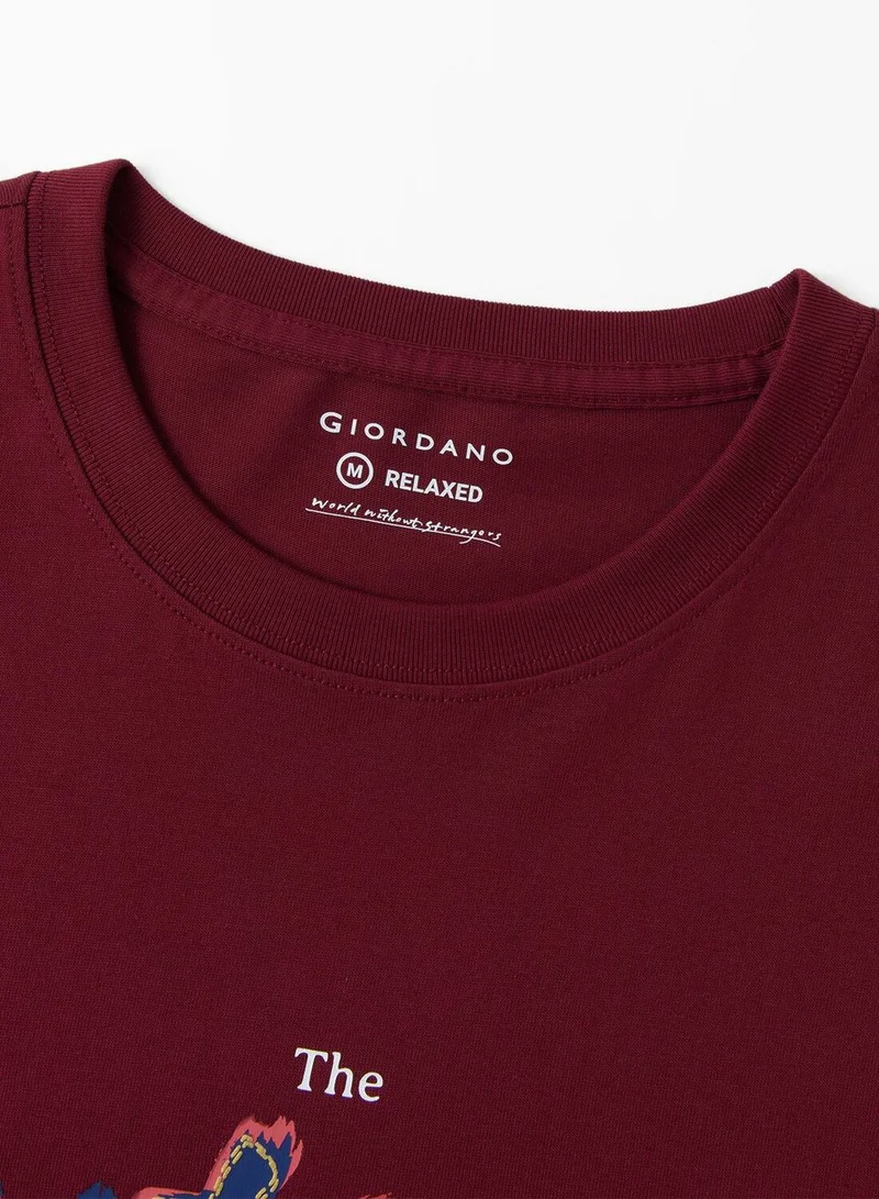 GIORDANO  Men’s Graphic Print Cotton Jersey Tee – Relaxed Fit for Men | Best Price UAE