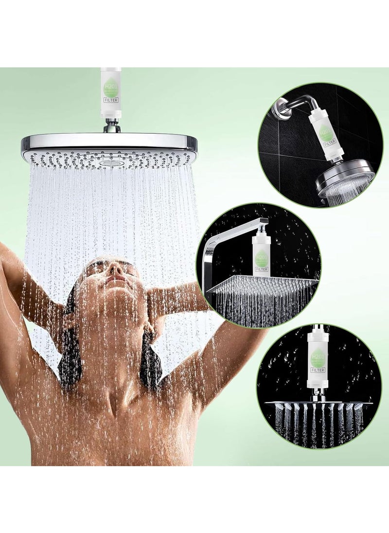 H201 Shower Head Filter - Vitamin C Shower Infuser , Hard Water Softener, Chlorine & Fluoride Shower Filter, Water Purifying Filtered Shower Head with Beads, Helps Dry Skin & Hair Loss  - Image 3
