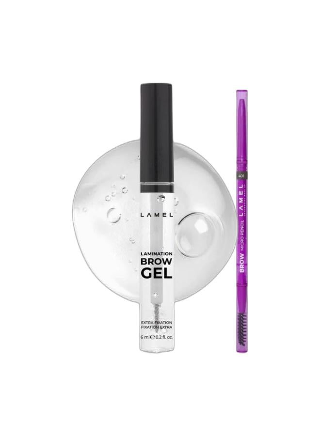 LAMEL Lamination Brow&Lash Gel №401 & Brow Micro Pencil №401 Bundle - Image 1