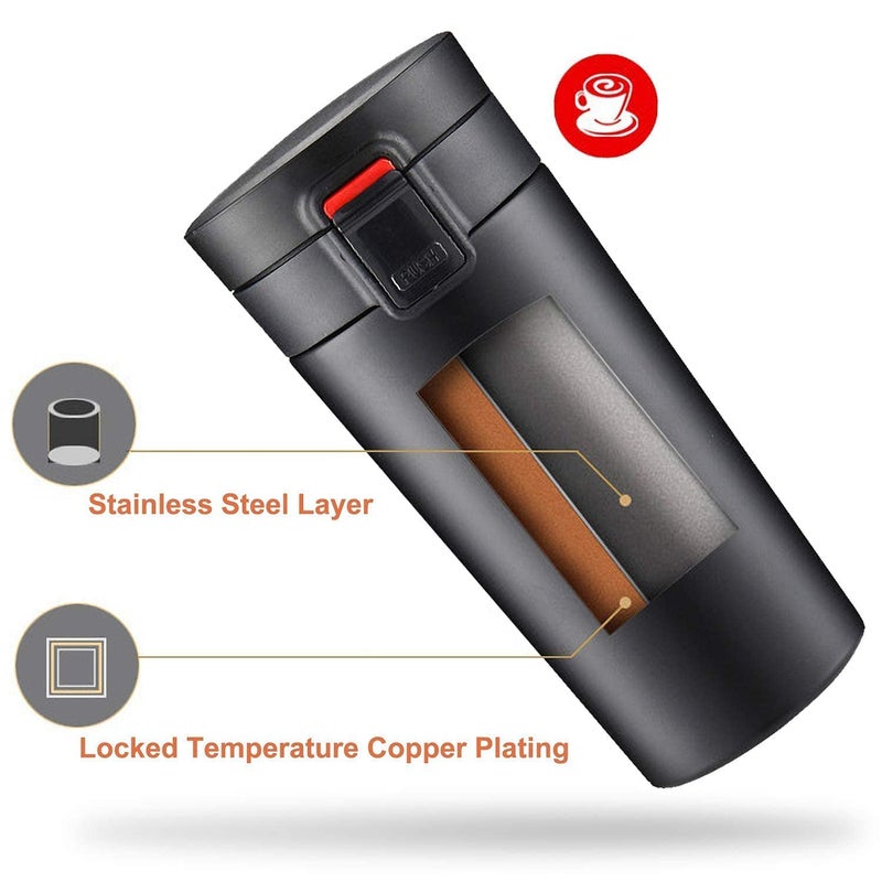 ISTARA ISTARA Premium Vacuum Insulated Travel Coffee Mug Stainless Steel Travel Mate Tea Insulate Cup Spill Proof Hot Cold for Drinks Double Walled Traveling Thermos Flask with LidMatt Black - Image 5