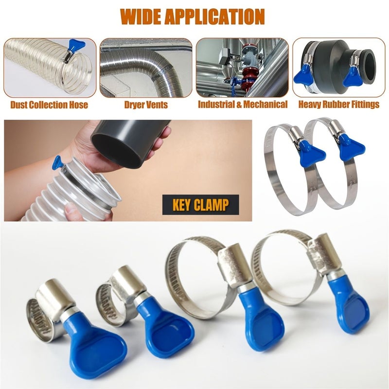 5 قطع مشبك خرطوم من الفولاذ المقاوم للصدأ مع مقبض بلاستيكي ومسمار إبهام لأنابيب قطرها 22 إلى 32 ملم - Image 5