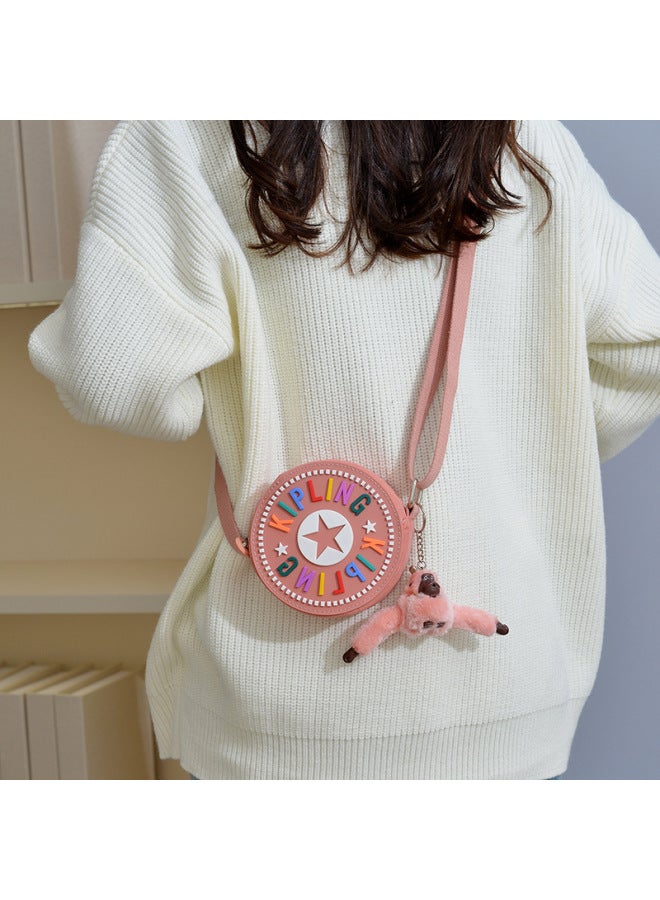 Mini Cute Women's Shoulder Bag Round Nylon Cloth Crossbody Bag Ultra Light Water-repellent Small Bag Women's Shopping Crossbody Bag-Color:Pink-Size:No Pendant  - Image 4