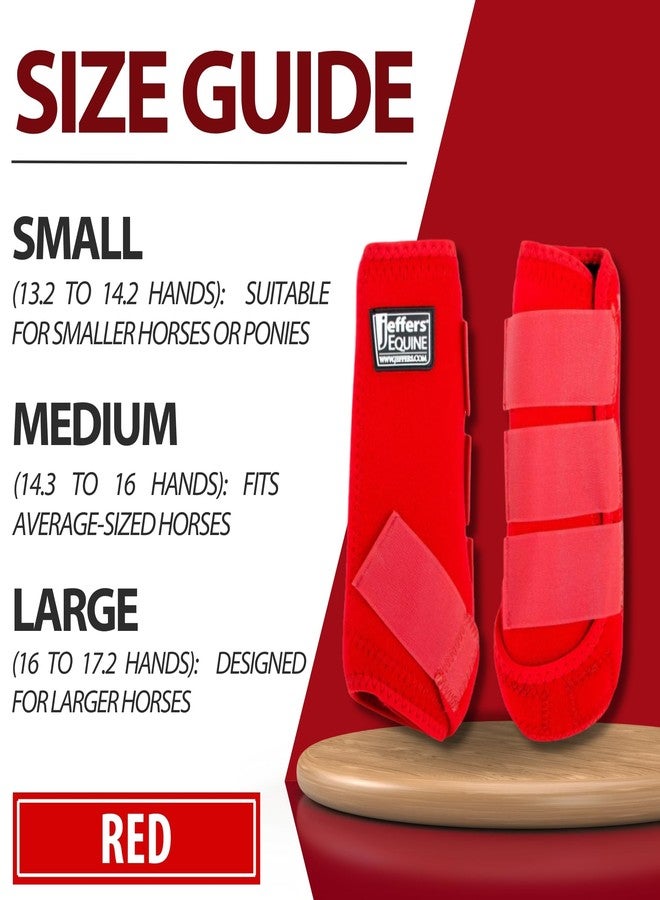 Jeffers Equine Protective Horse Boots 1 Pair Red - Safe Neoprene Leg Guards & Comfortable Fit, Durable Strap Closures, Front & Hind Support, Equestrian Accessories for Travel & Riding - Medium - Image 3