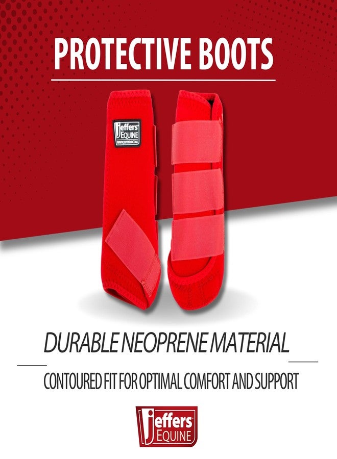 Jeffers Equine Protective Horse Boots 1 Pair Red - Safe Neoprene Leg Guards & Comfortable Fit, Durable Strap Closures, Front & Hind Support, Equestrian Accessories for Travel & Riding - Medium - Image 2