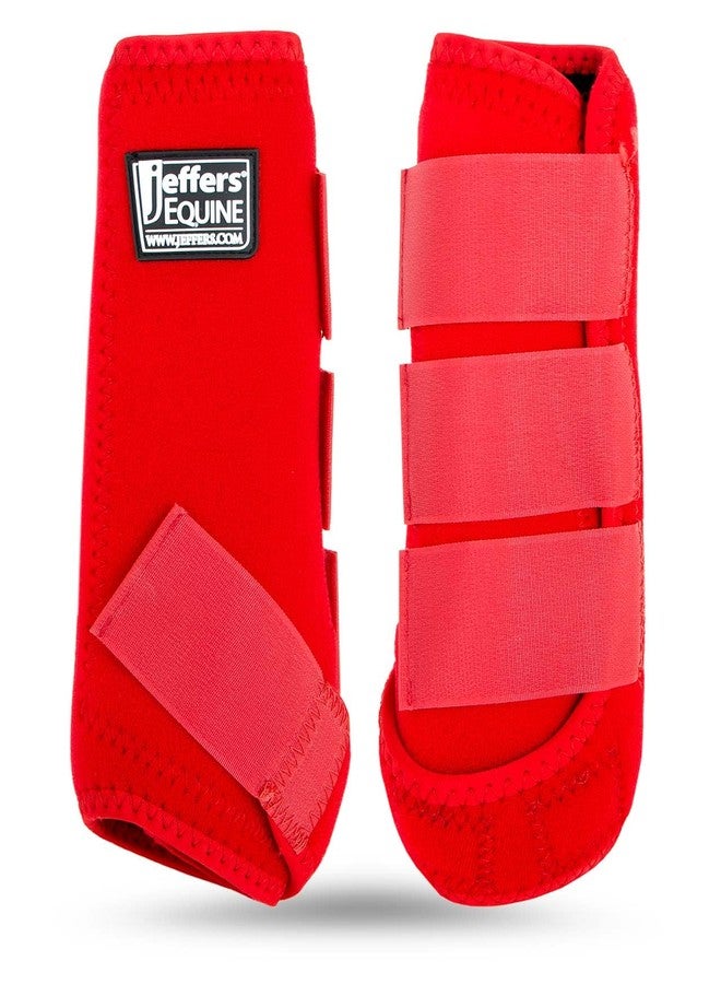 Jeffers Equine Protective Horse Boots 1 Pair Red - Safe Neoprene Leg Guards & Comfortable Fit, Durable Strap Closures, Front & Hind Support, Equestrian Accessories for Travel & Riding - Medium - Image 1
