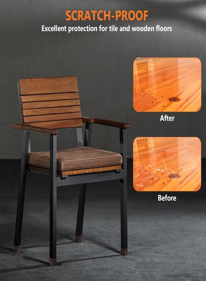 BAIPOK 16pcs Square Chair Leg Floor Protectors, Felt Pads Chair Leg Protectors for Hardwood Floors, Silicone Chair Leg Cups Covers Felt Pads, Prevents Scratches & Reduce Noise, Brown, Large - Image 4