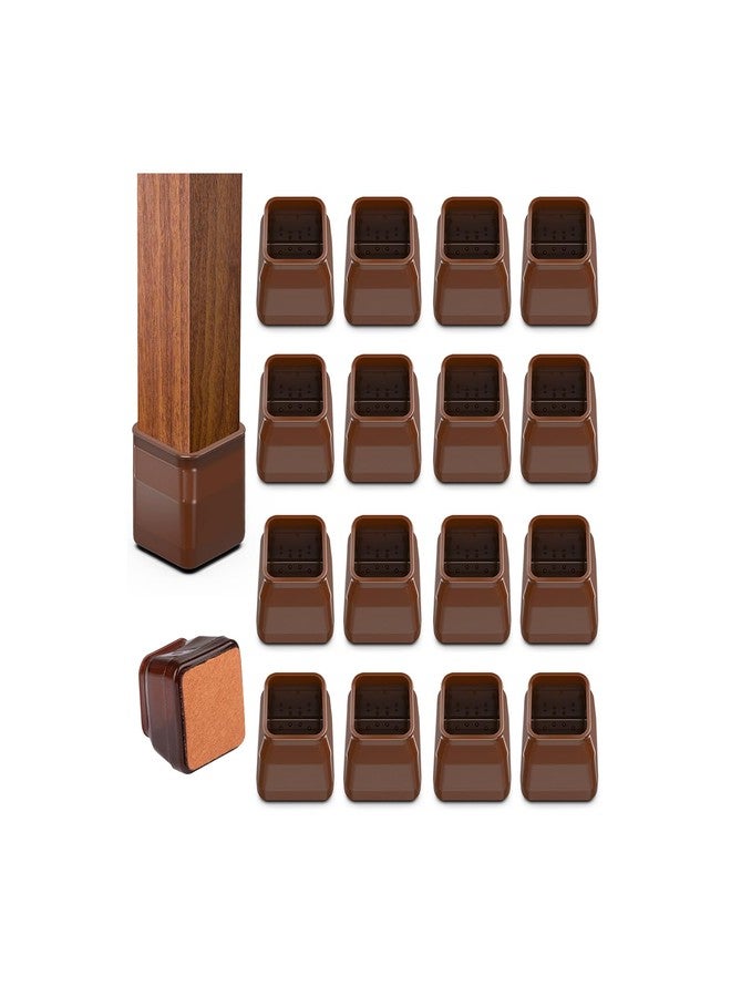 BAIPOK 16pcs Square Chair Leg Floor Protectors, Felt Pads Chair Leg Protectors for Hardwood Floors, Silicone Chair Leg Cups Covers Felt Pads, Prevents Scratches & Reduce Noise, Brown, Large - Image 1