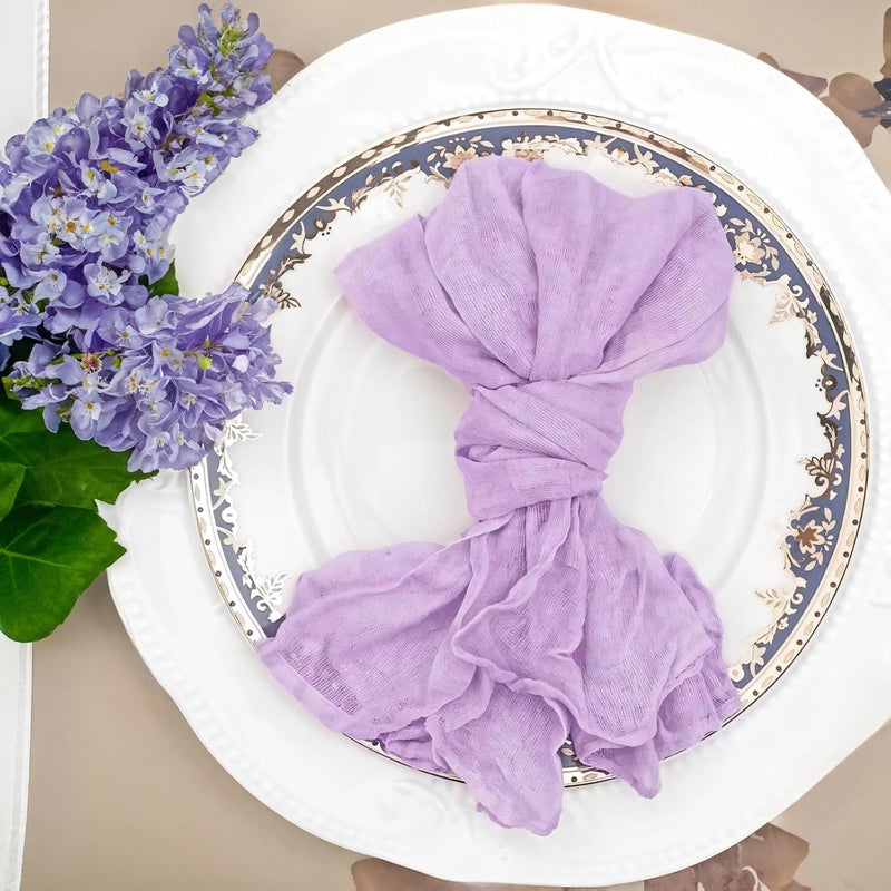 عبوة تحتوي على 24 منديلاً من البوليستر بستايل بوهو شيك، مقاس كل منديل 19.7 × 19.7 بوصة، مصنوع من قماش الجاز الباليني المجعد، مثالي للاستخدام أثناء تناول الطعام والحفلات. - Image 3