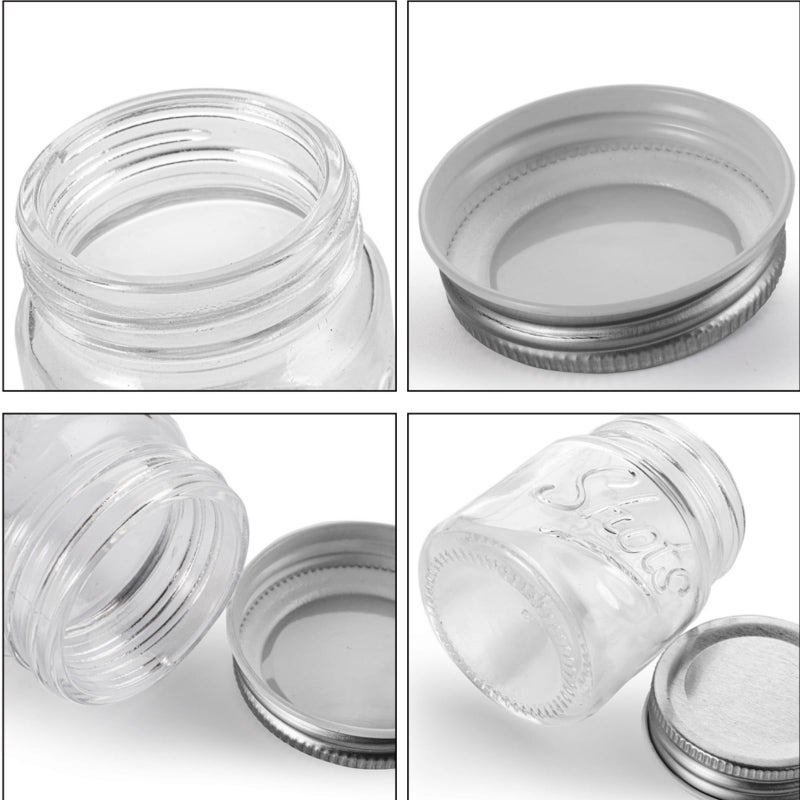 Lawei Set of 16 Mini Mason Jars with Lids - 2 Oz Mason Jars Shot Glasses Mason Shooter Glass for Drinks Shot Favors Desserts - Image 4