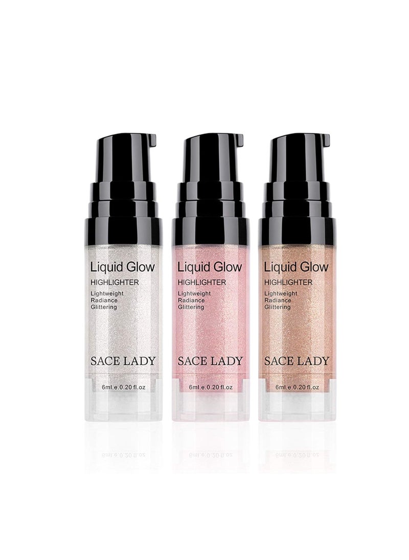 SACE LADY - SACE LADY Liquid Highlighter Makeup Set Shimmer And Shine UltraSmooth Radiant Illuminator Kit For Face Cheekbone Body Glow Bronzer Glitter Illuminating Highlighters Makeups 3 Pack 36ml02Fl Oz - Image 1