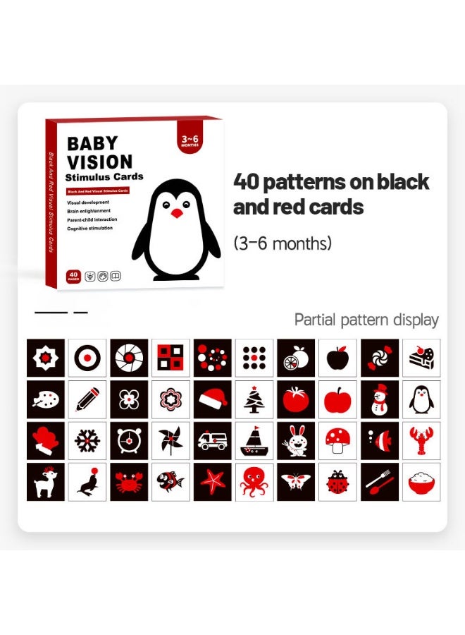 HALAMODO 4 PCS Infant Early Education Cards , Visual Stimulation Flashcards For 0-3 Months Babies , Colorful English Pattern Sensory Training Hand-Eye Coordination Interactive Parent-Child Toy , Includes Moon, Penguin, Elephant, and Rings, 14.5*14.5*1.5 cm - Image 3