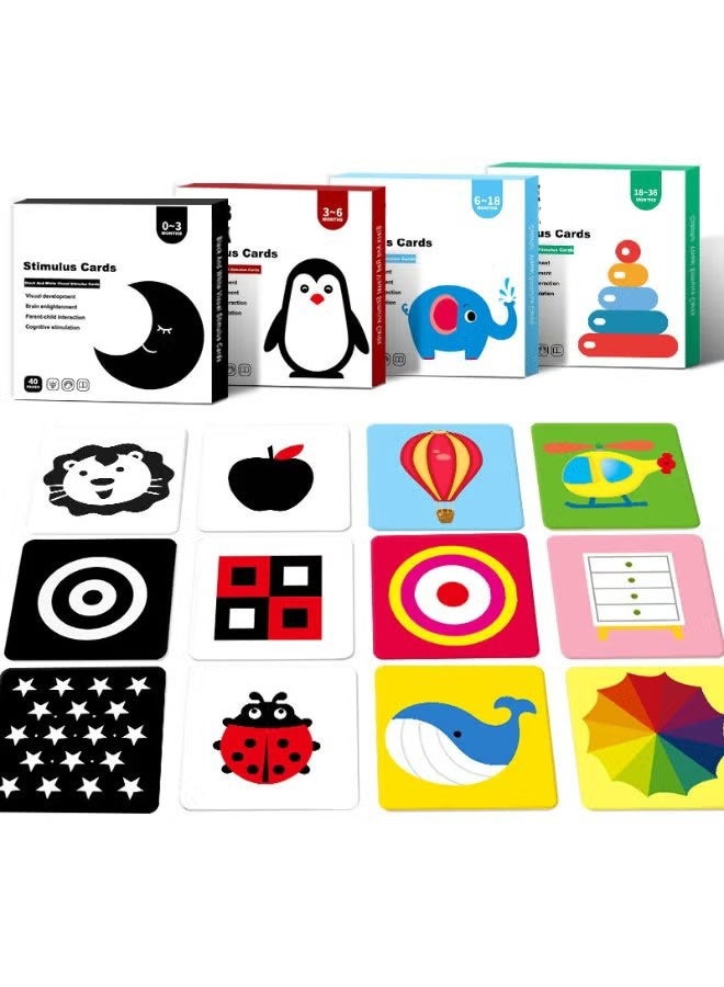 Halamodo 4 PCS Infant Early Education Cards , Visual Stimulation Flashcards For 0-3 Months Babies , Colorful English Pattern Sensory Training Hand-Eye Coordination Interactive Parent-Child Toy , Includes Moon, Penguin, Elephant, and Rings, 14.5*14.5*1.5 cm - Image 1
