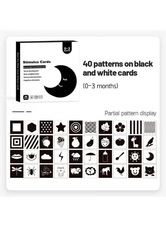 Halamodo 4 PCS Infant Early Education Cards , Visual Stimulation Flashcards For 0-3 Months Babies , Colorful English Pattern Sensory Training Hand-Eye Coordination Interactive Parent-Child Toy , Includes Moon, Penguin, Elephant, and Rings, 14.5*14.5*1.5 cm - Image 2
