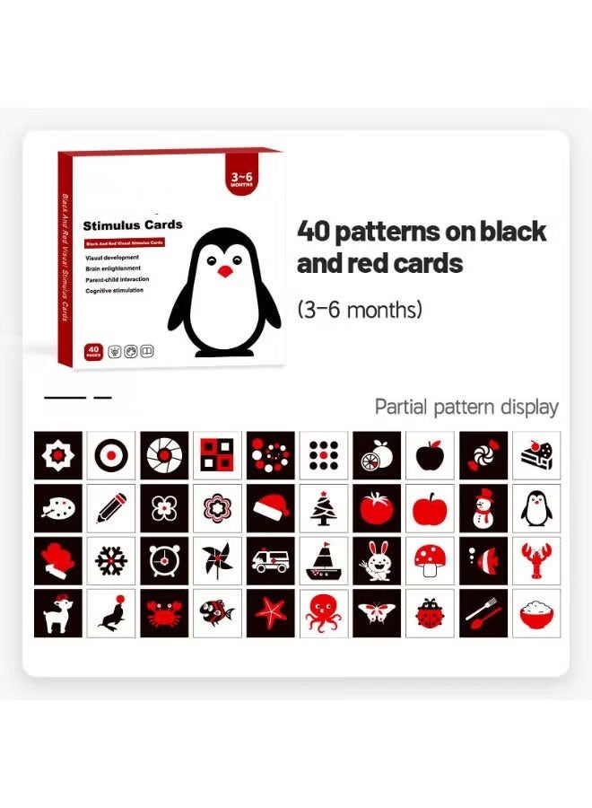 Halamodo 4 PCS Infant Early Education Cards , Visual Stimulation Flashcards For 0-3 Months Babies , Colorful English Pattern Sensory Training Hand-Eye Coordination Interactive Parent-Child Toy , Includes Moon, Penguin, Elephant, and Rings, 14.5*14.5*1.5 cm - Image 3