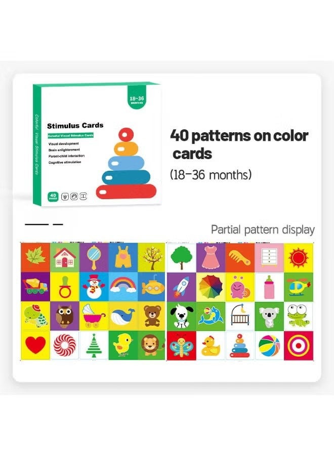 Halamodo 4 PCS Infant Early Education Cards , Visual Stimulation Flashcards For 0-3 Months Babies , Colorful English Pattern Sensory Training Hand-Eye Coordination Interactive Parent-Child Toy , Includes Moon, Penguin, Elephant, and Rings, 14.5*14.5*1.5 cm - Image 5