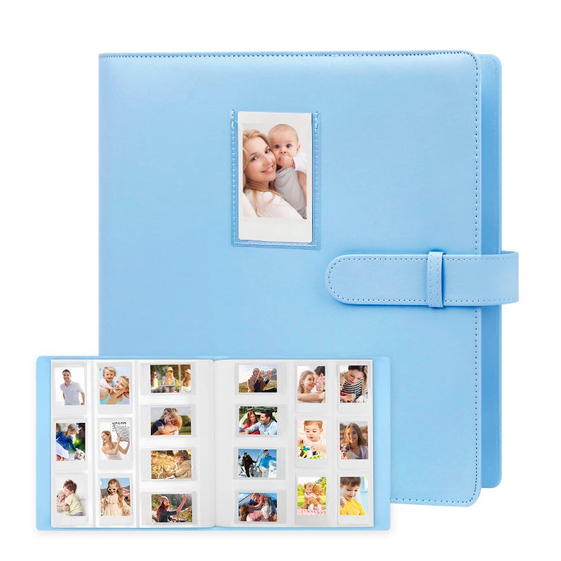 Veicevol 640 Pockets Photo Album for Fujifilm Instax Mini Camera Leather Cover Photo Album for Instax Mini 12 11 9 40 90 8 7 Evo LiPlay Instant Camera Blue