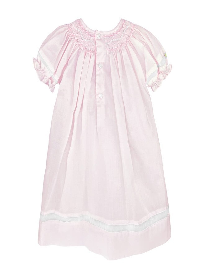 Petit Ami Baby Girls’ Smocked Daygown with Voile Insert, 24 Months, Pink - Image 2
