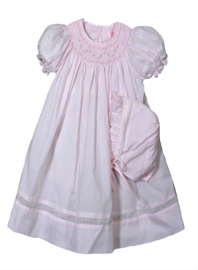 Petit Ami Baby Girls’ Smocked Daygown with Voile Insert, 24 Months, Pink - Image 4