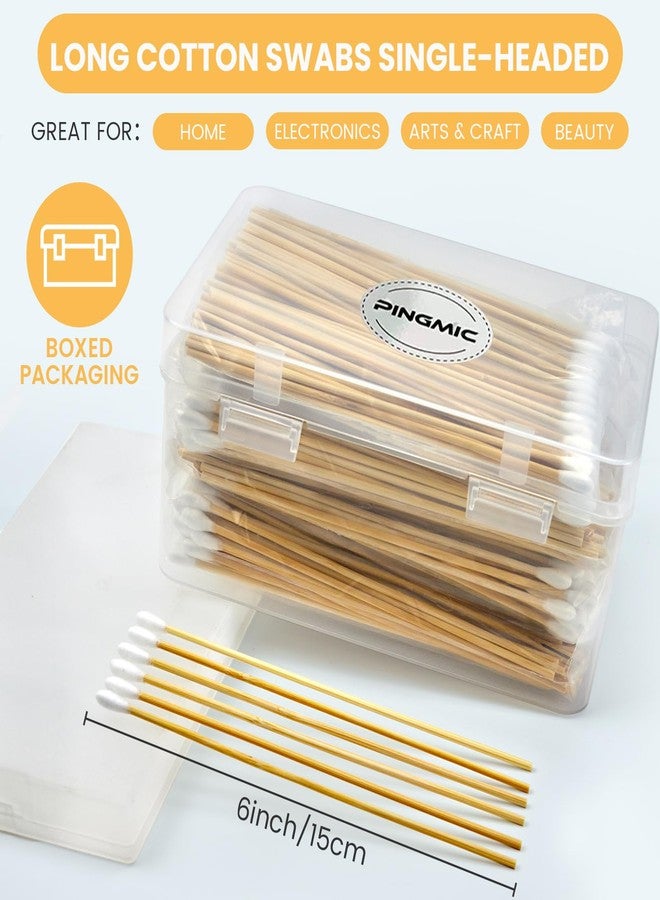 PINGMIC 500PCS 6" Cotton Swabs in Storage Box - Long Cotton Swab with Wooden Sticks - Lint Free, Highly Absorbent Single Tipped Applicators for Makeup, Pet Care, Home Cleaning - Image 2