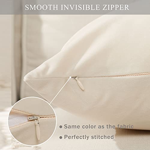 Stellhome Pack of 2 Velvet Pillow Covers Square Decorative Cushion Covers for Bed Couch Sofa Bench, 20 x 20 inch (50 x 50 cm), Cream - Image 3