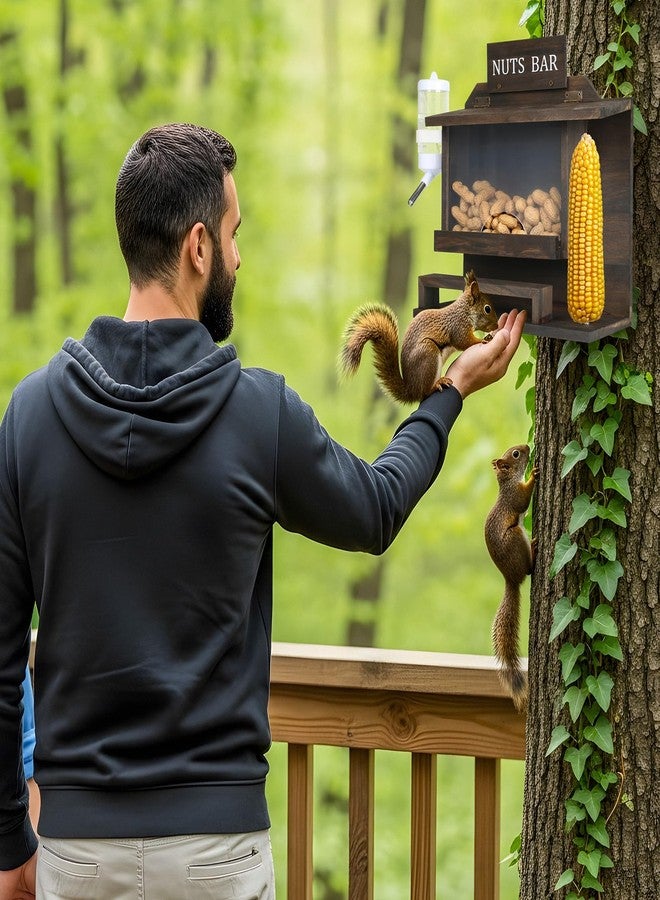 WHEARTED Carbonized Squirrel Feeder, Large Squirrel Feeders Chipmunk House for Outside, Funny Squrrill Nuts Bar, Durable Wooden Squirrel Corn Cob Feeder, No Assembly Required - Image 2