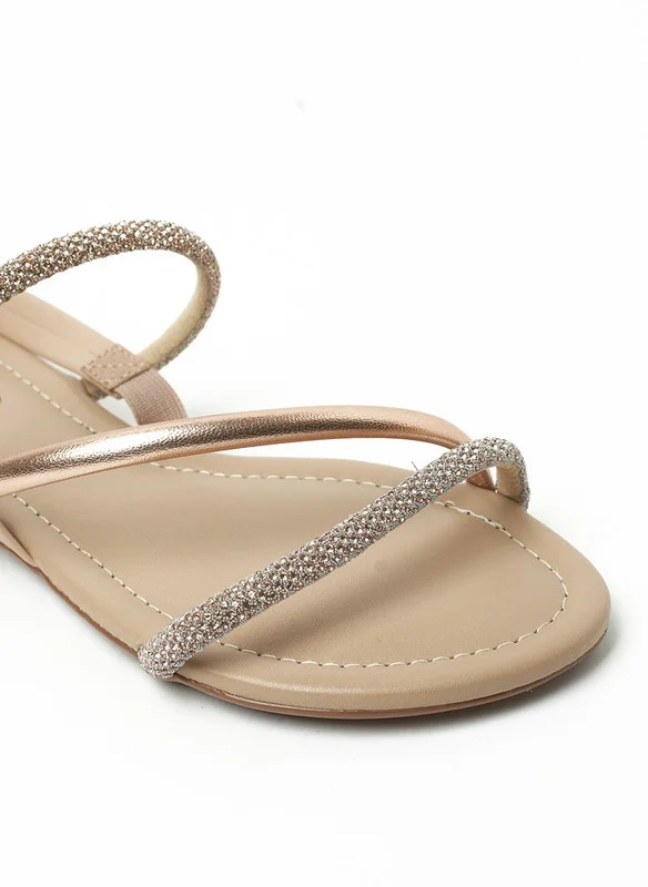 Beira Rio Beira Rio Ladies Sandals With Back Strap Gold Pink | Made In Brazil