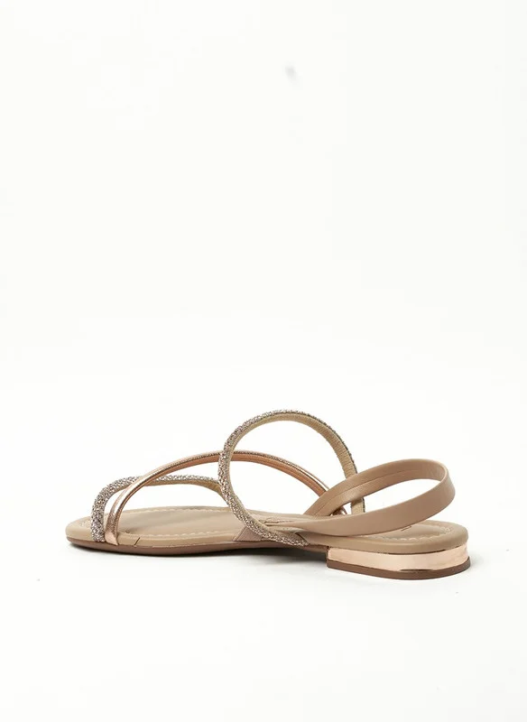 Beira Rio Beira Rio Ladies Sandals With Back Strap Gold Pink | Made In Brazil