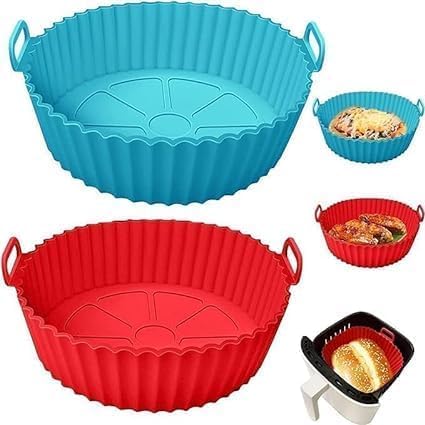 HETVIN 6 pcs Reusable Air Fryer Silicone Pot Liners NonStick HeatResistant Basket Baking Trays Airfryer Oven Accessories Dishwasher Safe Multicolor Pack of 1  - Image 3