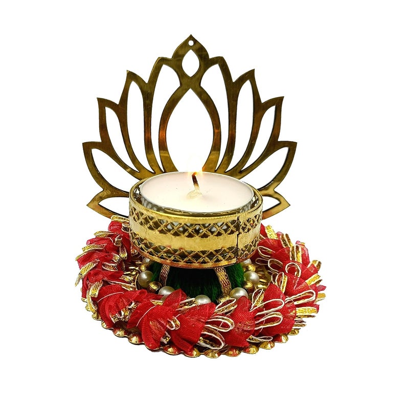Vibhushita Vibhushita Designer Artificial Lotus Flower Decorative Handmade Diwali Diyas Lamp Light for Festival Decoration TLight Candle for Home Office 