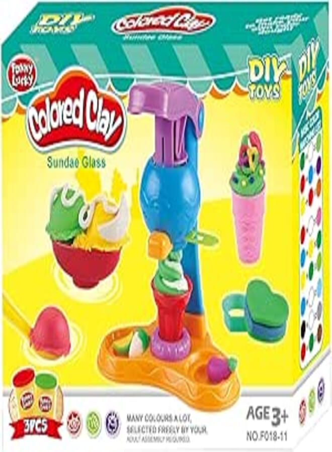 Funny lucky 24 Pieces Ice Cream Machine Colored Clay Tool Set, F018-11