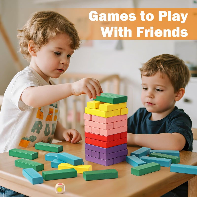 Lewo Wooden Stacking Board Games Building Blocks For Kids Boys Girls- 48 Pieces - Image 2