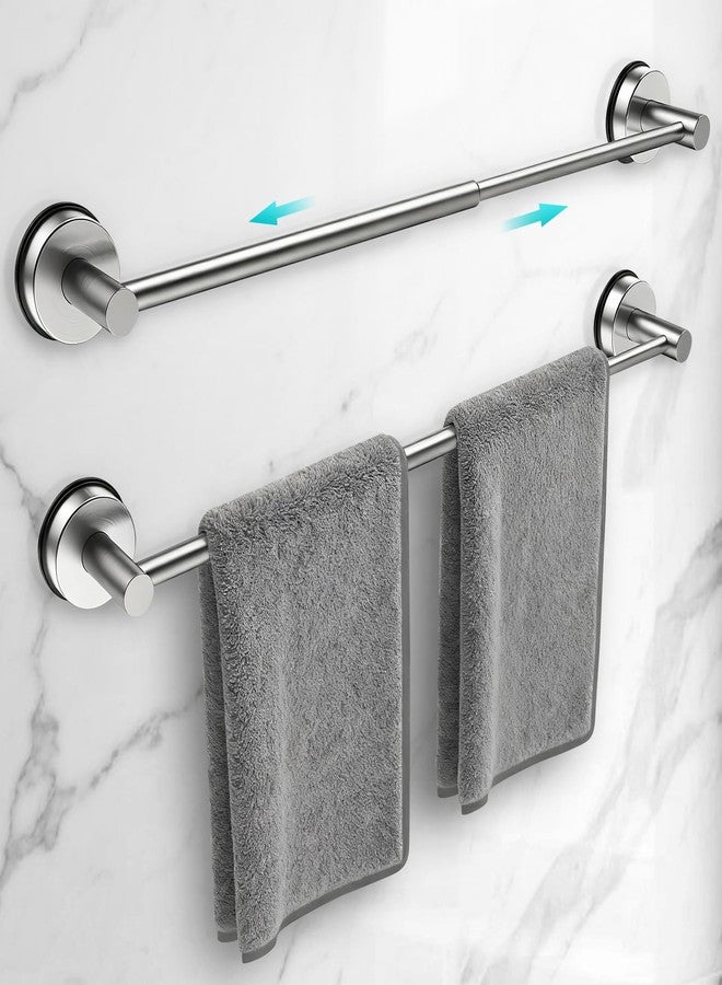 WingWider Adjustable Suction Cup Towel Bar for Bathroom Wall,14.6Inch~24 Inch Towel Racks for Bathroom,Stainless Steel Bath Towel Holder for Shower,2 Pack(Brushed Silver) - Image 1