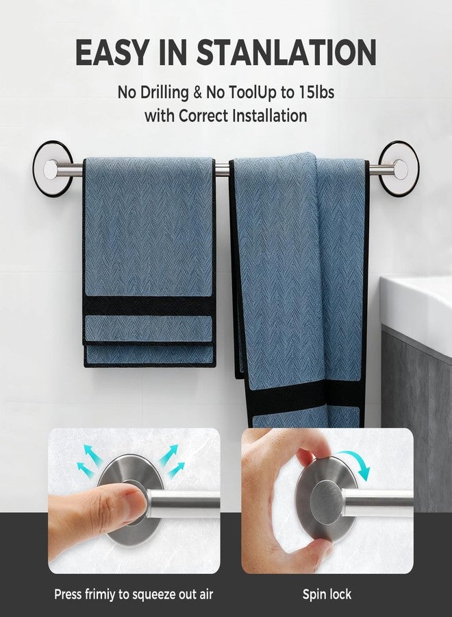 WingWider Adjustable Suction Cup Towel Bar for Bathroom Wall,14.6Inch~24 Inch Towel Racks for Bathroom,Stainless Steel Bath Towel Holder for Shower,2 Pack(Brushed Silver) - Image 3