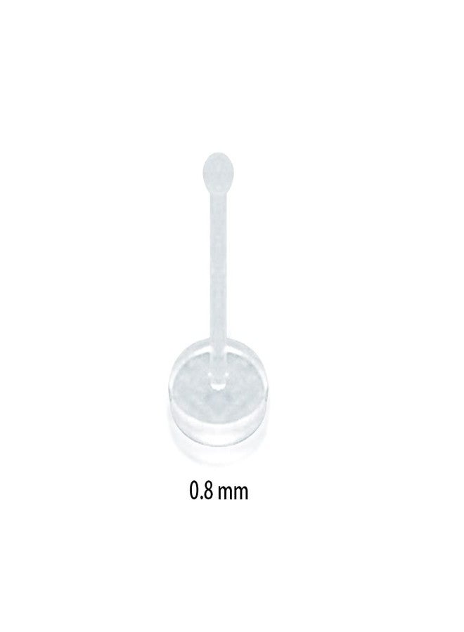 Hithop 5-Pack Clear Bioflex Flat Top Nose Ring Bone Retainers (20 Gauge (0.8mm)) - Image 2