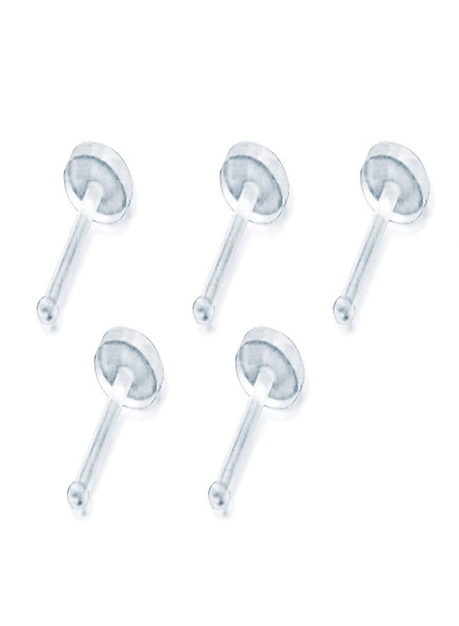 Hithop 5-Pack Clear Bioflex Flat Top Nose Ring Bone Retainers (20 Gauge (0.8mm)) - Image 1