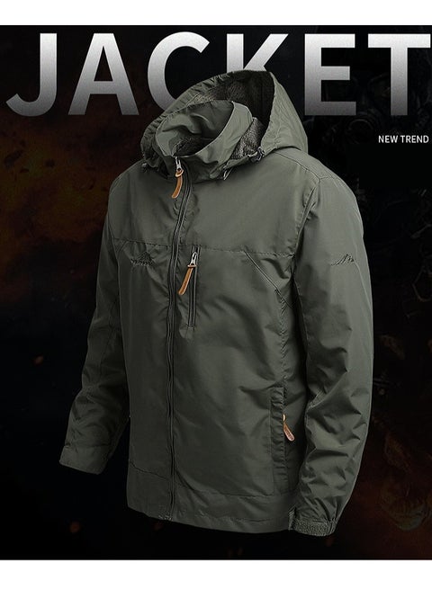 Men's Lightweight Windbreaker Jacket Hooded Rain Coats Soft Waterproof Zipper Pockets Raincoat w/Detachable Hood