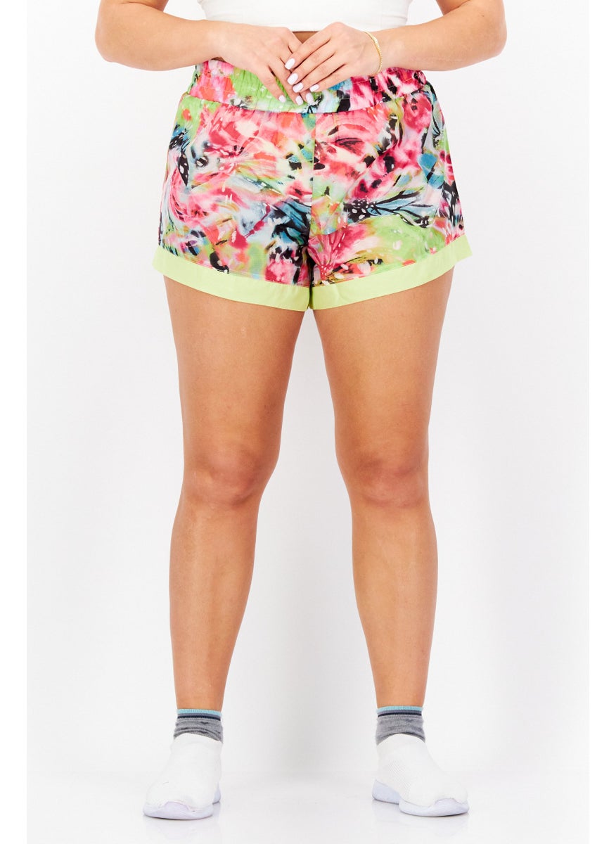 Juicy Couture Women Allover Print Basic Short, Green Combo  - Image 1