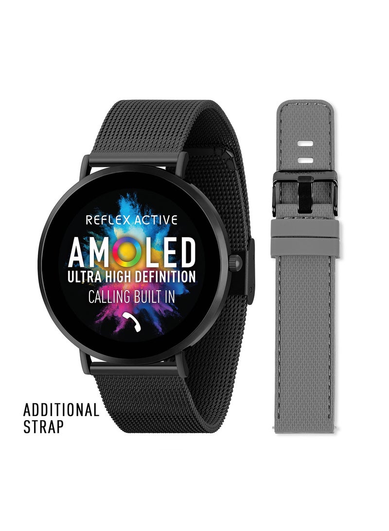 Reflex Active Spectra R 300 Slim Black Mesh and Grey Silicone Strap AMOLED Ultra Slim Smart Calling Watch Set - Image 1