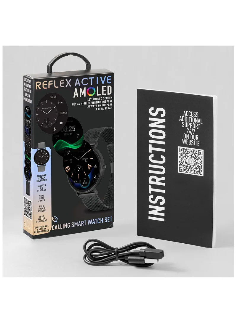 REFLEX ACTIVE Reflex Active Spectra R 300 Slim Black Mesh and Grey Silicone Strap AMOLED Ultra Slim Smart Calling Watch Set