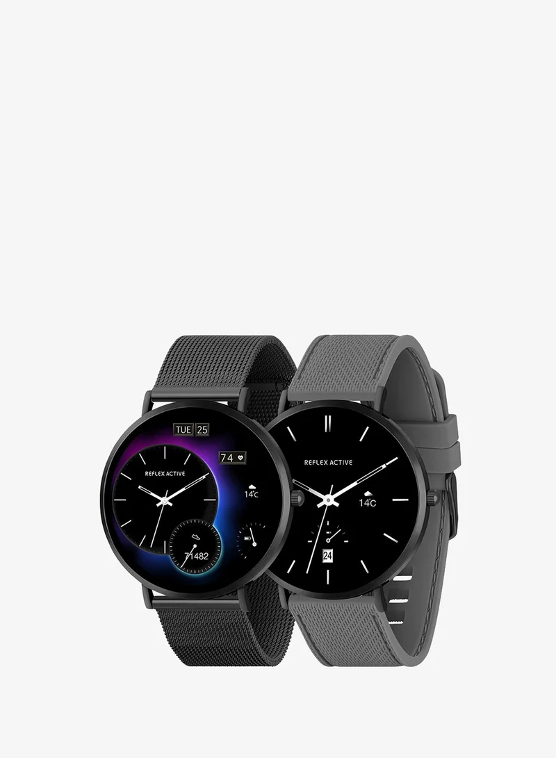 Reflex Active  Reflex Active Spectra R 300 Slim Black Mesh and Grey Silicone Strap AMOLED Ultra Slim Smart Calling Watch Set  | Best Price UAE