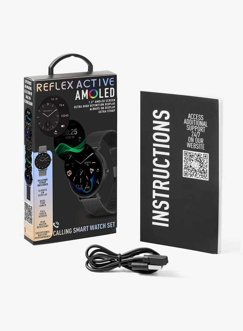 Reflex Active  Reflex Active Spectra R 300 Slim Black Mesh and Grey Silicone Strap AMOLED Ultra Slim Smart Calling Watch Set  | Best Price UAE