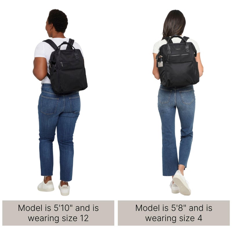 Baggallini Soho Backpack - Travel Laptop Backpack for Women - Lightweight Water-Resistant Luggage Bag, Smoke/Faux Python - Image 5