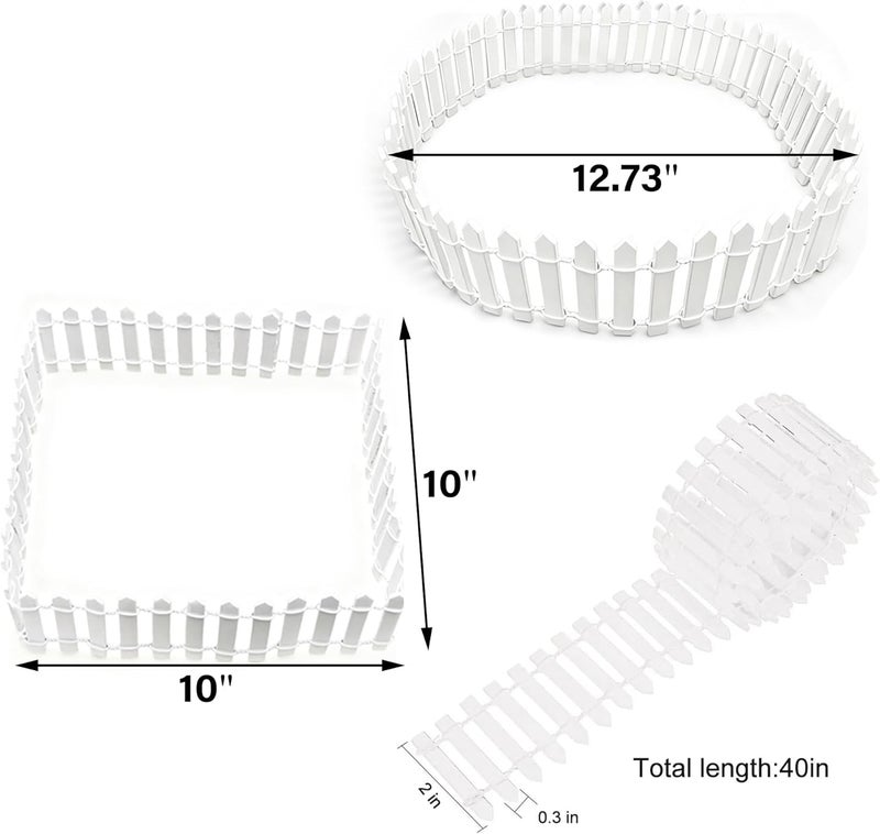 Prsildan Miniature Fairy Garden Fence, 40"(L) x 2"(H) DIY Wood Picket Fence Mini Ornament for Dollhouse (White, 2 Pack) - Image 2