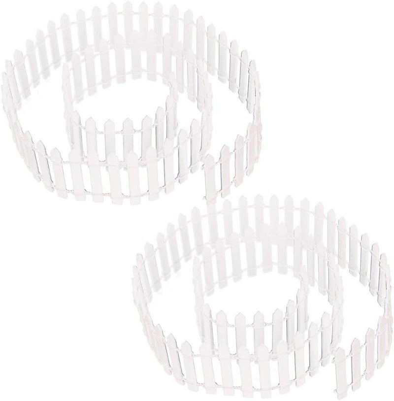 Prsildan Miniature Fairy Garden Fence, 40"(L) x 2"(H) DIY Wood Picket Fence Mini Ornament for Dollhouse (White, 2 Pack) - Image 1