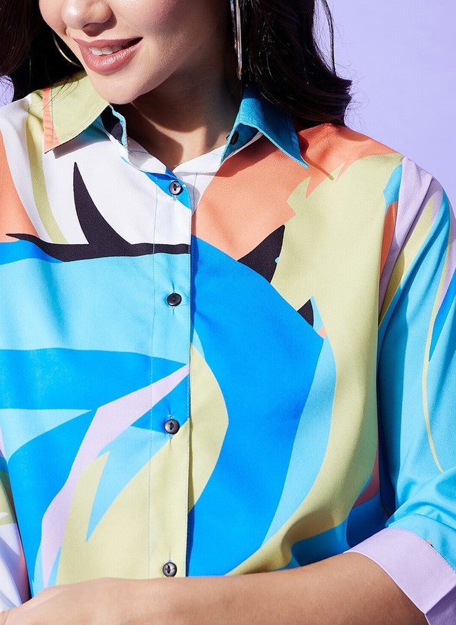 StyleStone طقم قميص وسروال مطبوع بتصميم تجريدي من ستايل ستون - Image 2