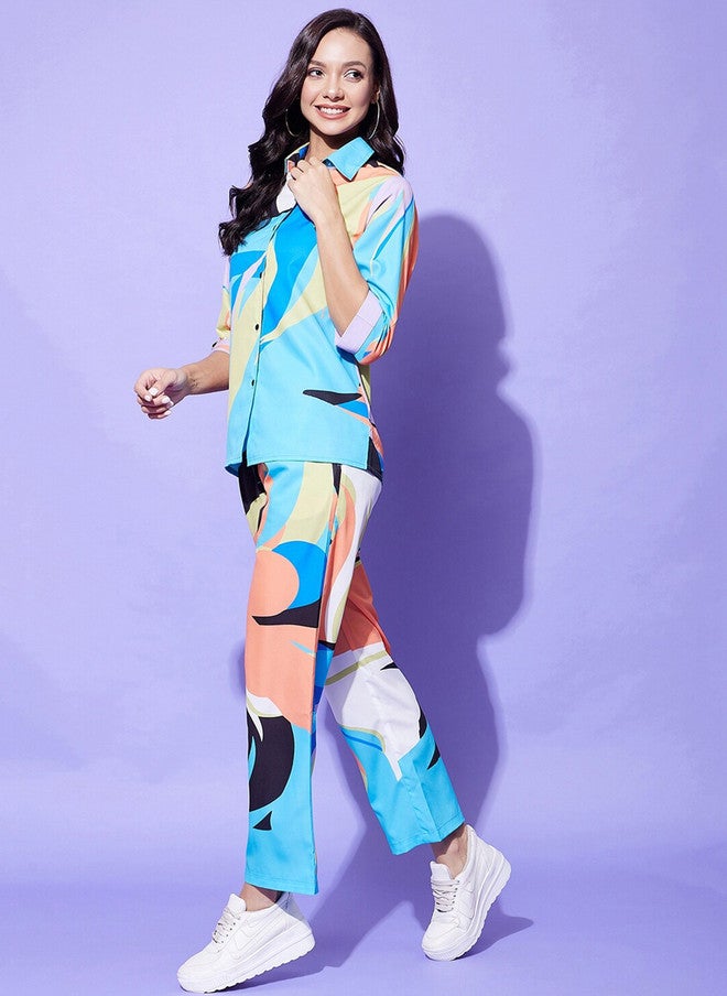 StyleStone طقم قميص وسروال مطبوع بتصميم تجريدي من ستايل ستون - Image 4