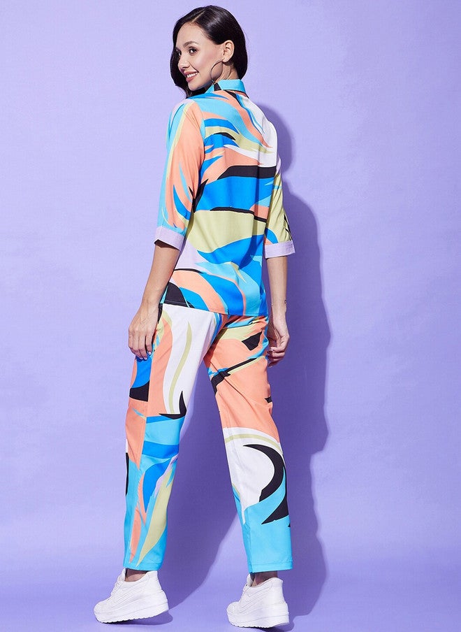 StyleStone طقم قميص وسروال مطبوع بتصميم تجريدي من ستايل ستون - Image 5