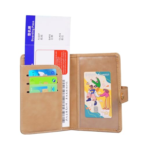 SOLDTRUE Travel Passport Holder Wallet | RFID Blocking Beige Document Organizer with World Map Design & Multiple Card Slots | Secure Travel Accessories for Men & Women (1 Pcs., Light Brown) - Image 2