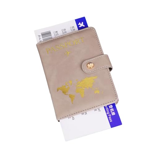 SOLDTRUE Travel Passport Holder Wallet | RFID Blocking Beige Document Organizer with World Map Design & Multiple Card Slots | Secure Travel Accessories for Men & Women (1 Pcs., Light Brown) - Image 3